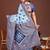 skyblue color woven work linen cotton saree