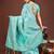 sea green color woven work linen cotton saree