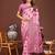pink color woven work linen cotton saree