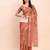 rust color printed linen cotton saree