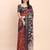 maroon color printed linen cotton saree