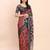 maroon color printed linen cotton saree