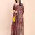 brown color printed linen cotton saree