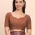 brown color printed linen cotton saree