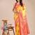yellow & red color woven work banarasi art silk saree