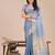 sky blue color plain zari border orgenza saree