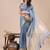 sky blue color plain zari border orgenza saree