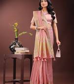 light pink color plain zari border orgenza saree