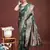 dark green color zari woven banarasi art silk blend saree