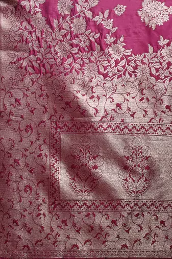 purple color zari woven banarasi art silk blend saree