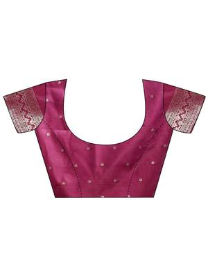 purple color zari woven banarasi art silk blend saree 5