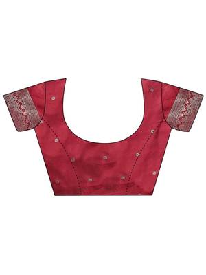 maroon color zari woven banarasi art silk blend saree 5