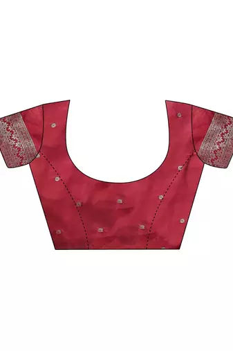 maroon color zari woven banarasi art silk blend saree