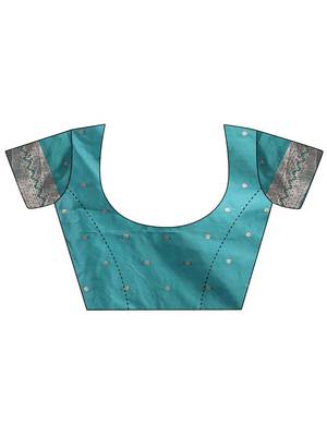 sea green color zari woven banarasi art silk blend saree 5
