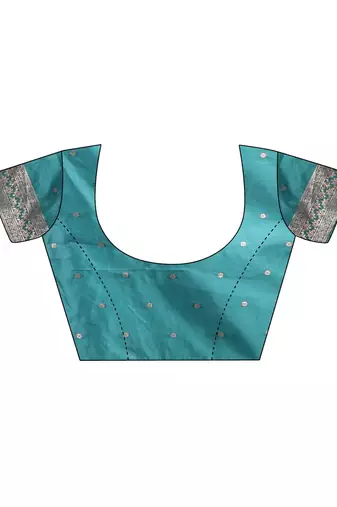 sea green color zari woven banarasi art silk blend saree