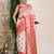 white & red color zari woven linen cotton art silk saree