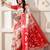 white & red color zari woven linen cotton art silk saree