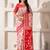 white & red color zari woven linen cotton art silk saree