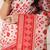 white & red color zari woven linen cotton art silk saree