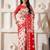 white & red color zari woven linen cotton art silk saree