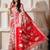 white & red color zari woven linen cotton art silk saree