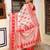 white & red color zari woven linen cotton art silk saree