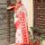 white & red color zari woven linen cotton art silk saree
