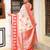 white & red color zari woven linen cotton art silk saree