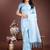 sky blue cotton woven work saree