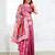 pink color printed & woven work linen cotton saree