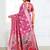 pink color printed & woven work linen cotton saree