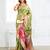 green color printed & woven work linen cotton saree