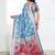 sky blue color printed & woven work linen cotton saree