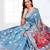sky blue color printed & woven work linen cotton saree