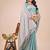 teal  color  woven work linen cotton saree