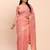 peach color woven work linen cotton saree