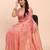 peach color woven work linen cotton saree