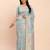 sky blue color woven work linen cotton saree