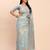 sky blue color woven work linen cotton saree
