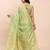green color woven work linen cotton saree
