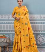 yellow color woven work art silk saree