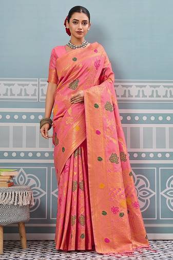 gajri color woven work art silk saree