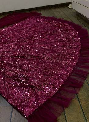 Wine Velvet Sequin Lehenga set with Choli and dupatta 3