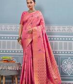 gajri color woven work art silk saree