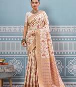 cream color woven work art silk saree