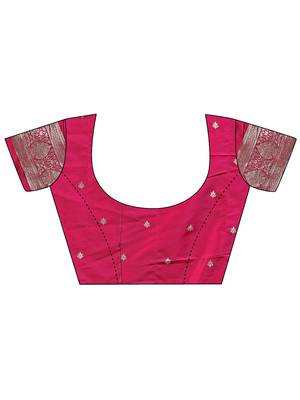 magenta woven art silk blend saree with blouse 5