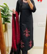 black embroidered cotton kurta pant with dupatta