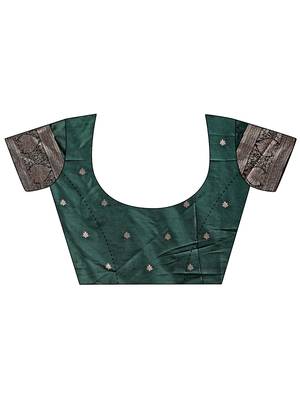 green color woven art silk blend saree with blouse 5