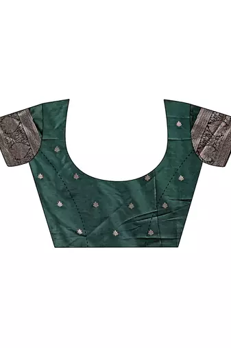 green color woven art silk blend saree with blouse
