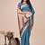 blue color solid zari woven linen cotton saree